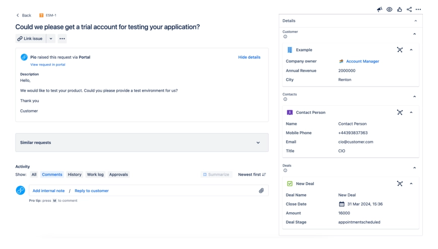 Screenshot of Context for a better Customer Service Management
