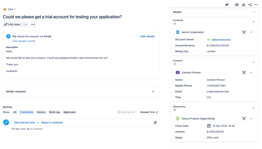 Screenshot of Context for a better Customer Service Management