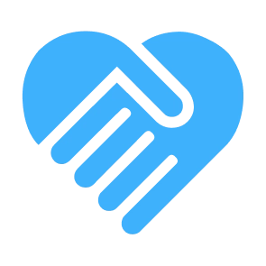 A light blue image showing 2 icon hands shake to signify unity