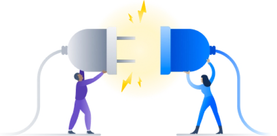 Image showing two characters connecting a plug and a socket.
